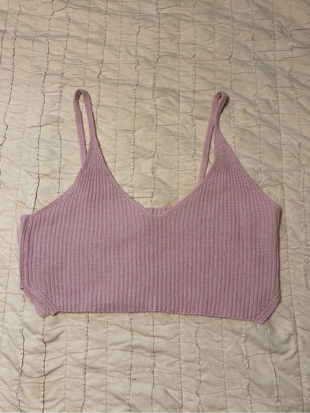 SHEIN Ribbed Knit Cropped Tank in Dusty Rose